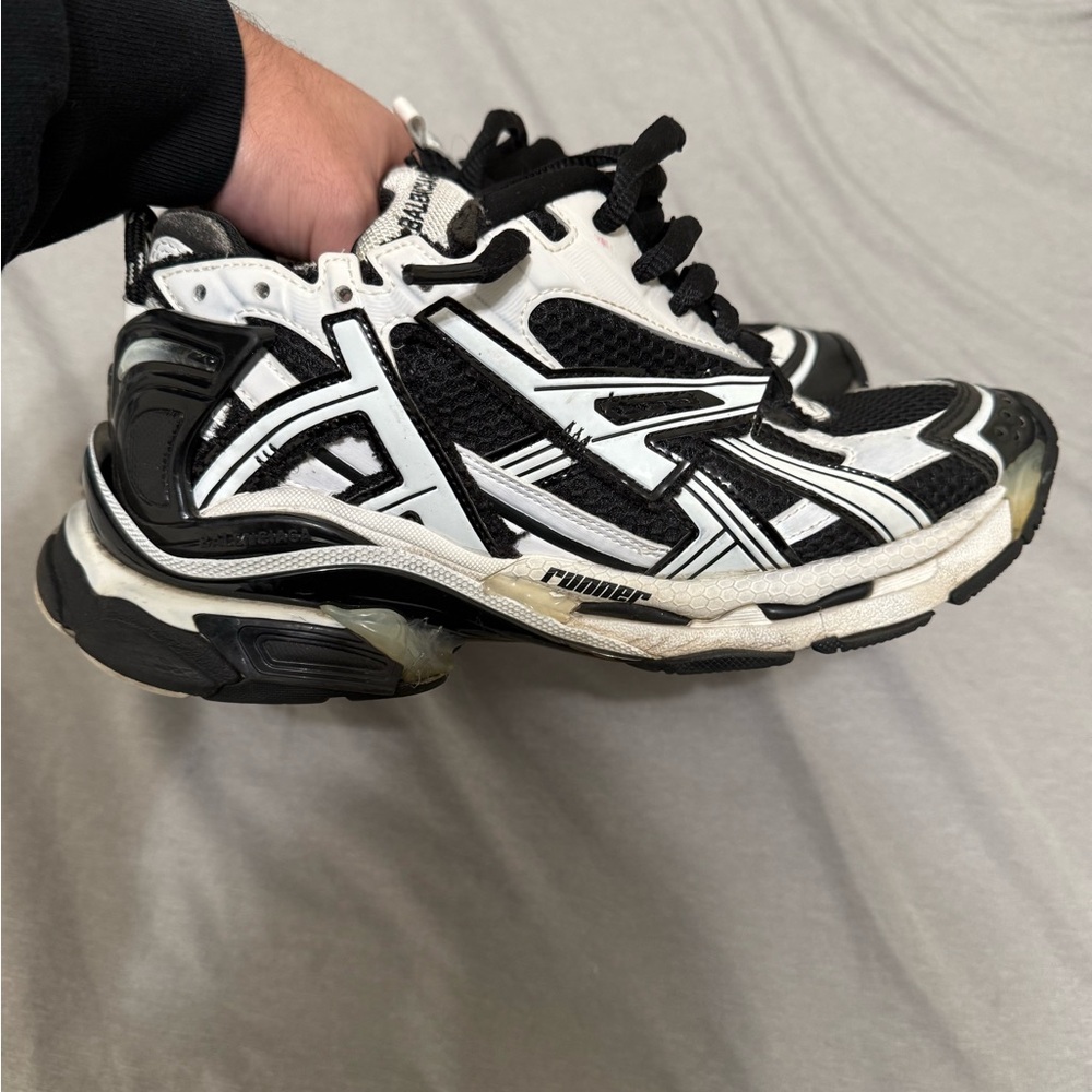 Balenciaga Black and White Athletic Shoes